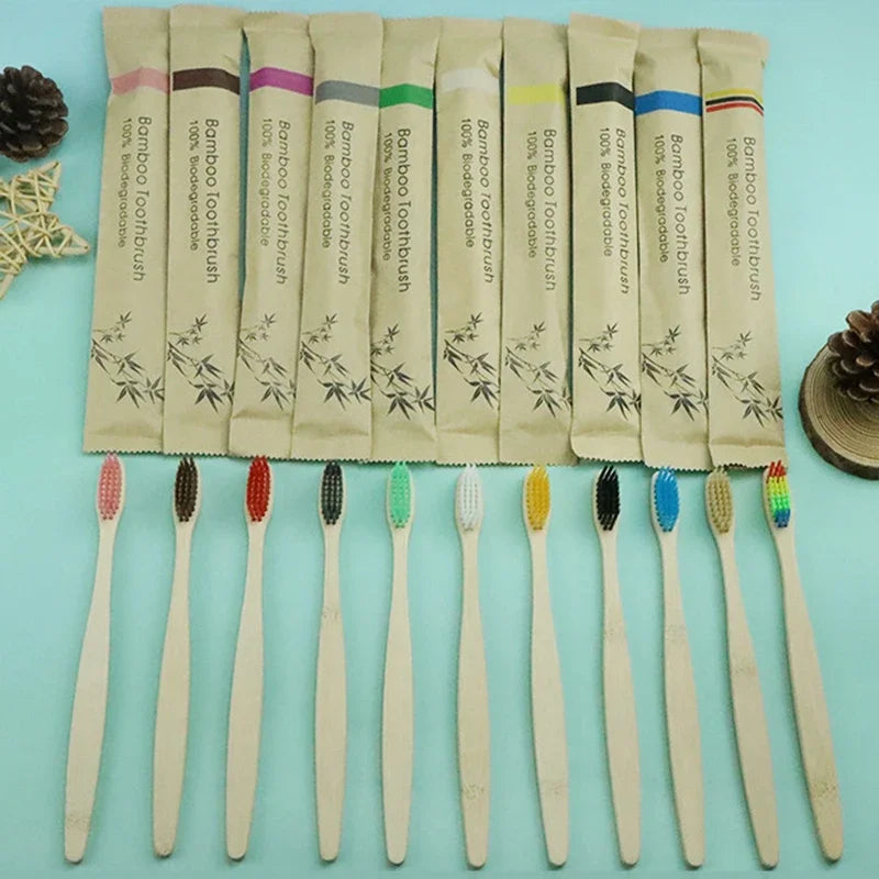 10- teiliges Bambus-Zahnbürsten-Set