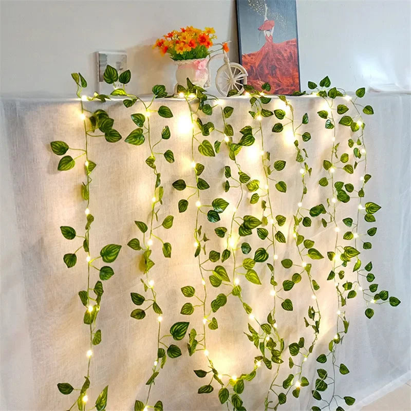 LED Lichterkette mit Blättern & Blumen