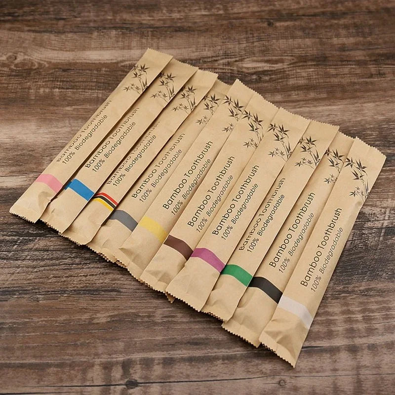 10- teiliges Bambus-Zahnbürsten-Set