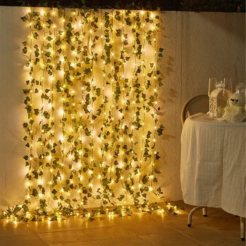 LED Lichterkette mit Blättern & Blumen