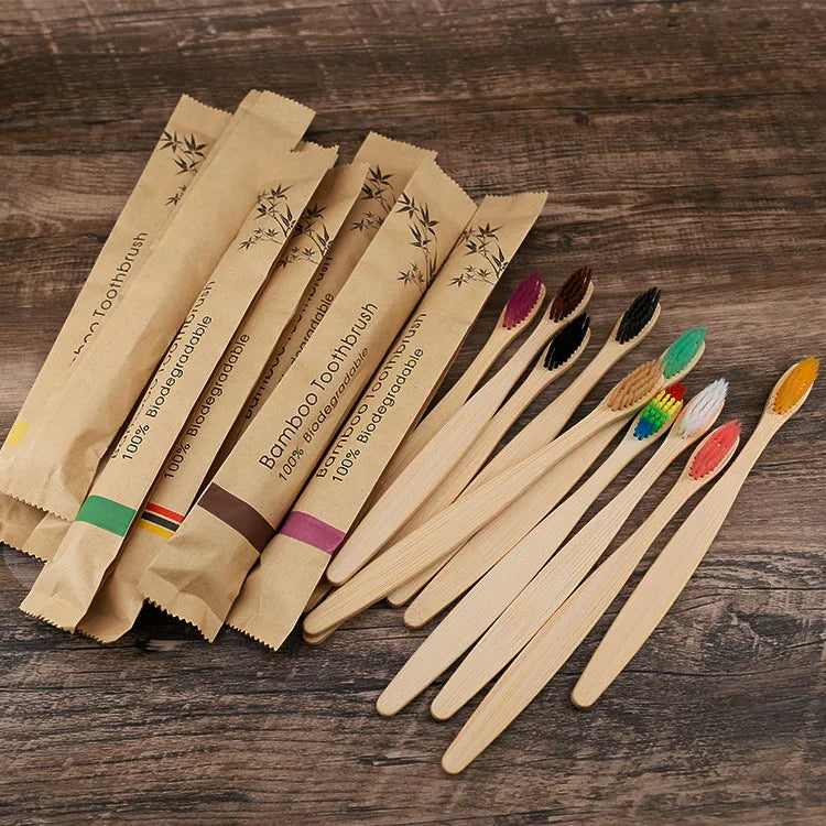 10- teiliges Bambus-Zahnbürsten-Set