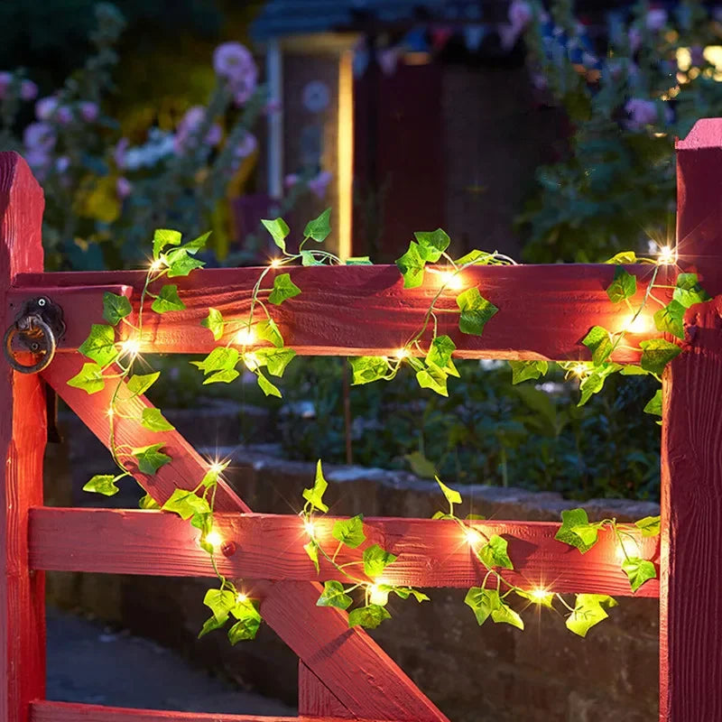 LED Lichterkette mit Blättern & Blumen