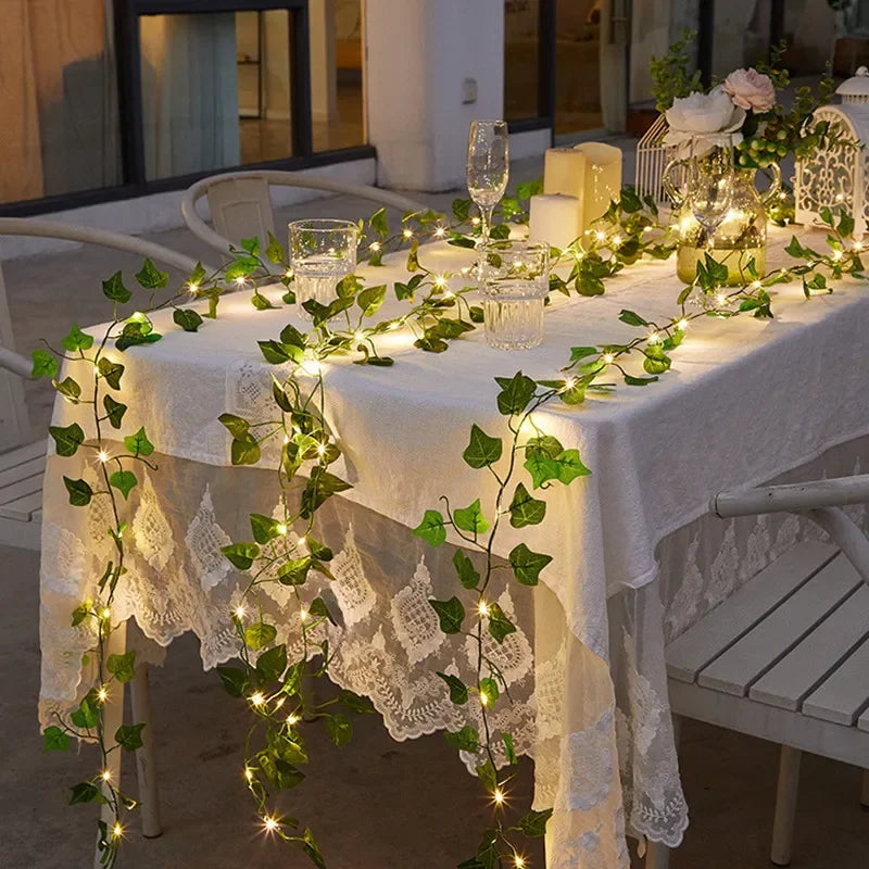 LED Lichterkette mit Blättern & Blumen