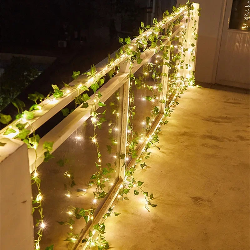 LED Lichterkette mit Blättern & Blumen