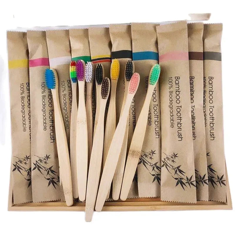 10- teiliges Bambus-Zahnbürsten-Set