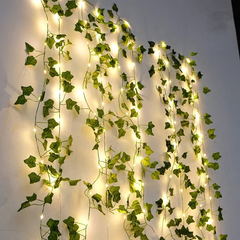 LED Lichterkette mit Blättern & Blumen