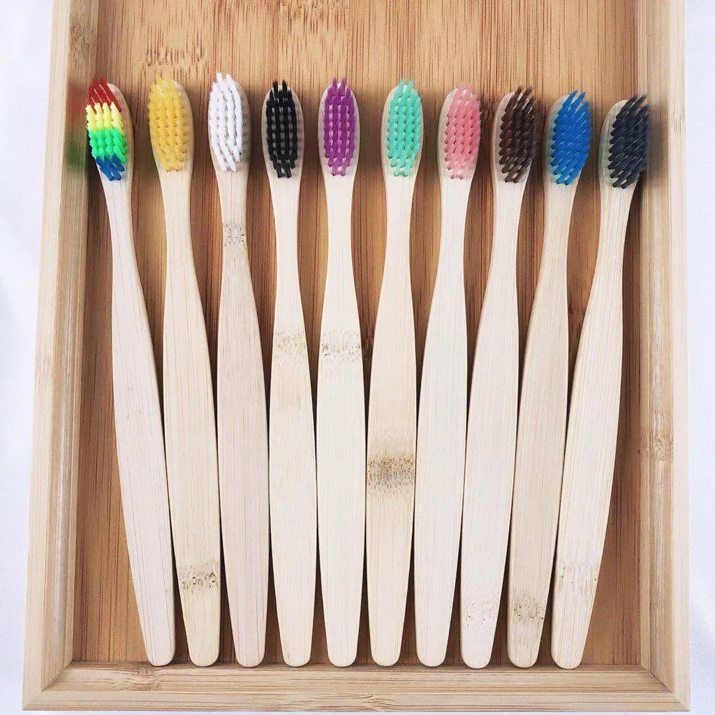 10- teiliges Bambus-Zahnbürsten-Set